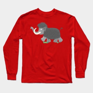 Happy woolly mammoth cartoon illustration Long Sleeve T-Shirt